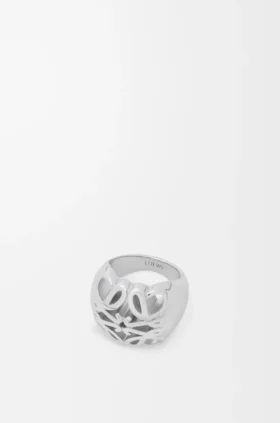 Anello con sigillo Anagram Bombé in argento sterling