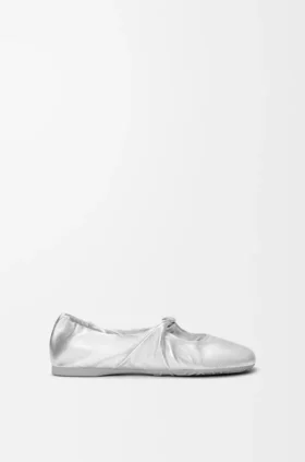 Ballerina morbida Pebble in pelle di agnello nappa laminata