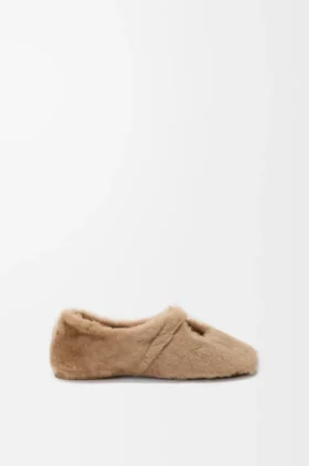 Ballerina morbida Pebble in shearling