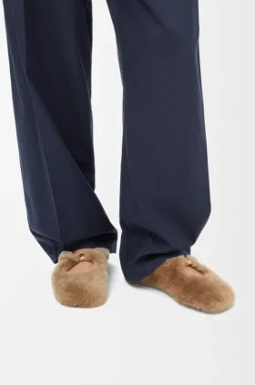 Ballerina morbida Pebble in shearling