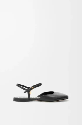 Ballerine con tracolla alla caviglia in pelle di agnello