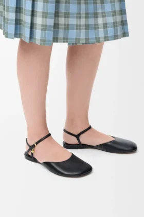 Ballerine con tracolla alla caviglia in pelle di agnello