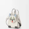 Borsa a hammock compatta “Futurist Cat” in pelle di vitello classica