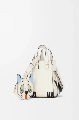 Borsa a hammock compatta “Futurist Cat” in pelle di vitello classica