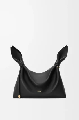 Borsa a sciarpa media in pelle di vitello liscia