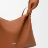 Borsa a sciarpa media in pelle di vitello liscia