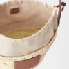 Borsa a secchiello con coulisse in foglia di palma e pelle di vitello