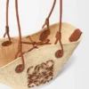 Borsa Anagram Basket piccola in palma Iraca e pelle di vitello