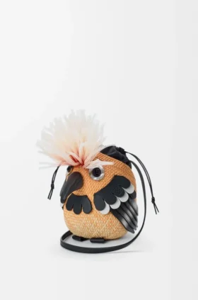 Borsa Bird in palma di Iraca e pelle di vitello