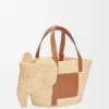 Borsa Elephant Basket in rafia e pelle di vitello