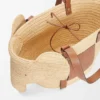Borsa Elephant Basket in rafia e pelle di vitello