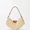 Borsa Loewe Swing media in rafia e pelle di vitello