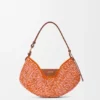 Borsa Loewe Swing media in rafia e pelle di vitello