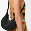 Borsa Loewe Swing media in rafia e pelle di vitello