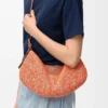 Borsa Loewe Swing media in rafia e pelle di vitello