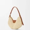 Borsa Loewe Swing media in rafia e pelle di vitello