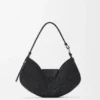 Borsa Loewe Swing media in rafia e pelle di vitello