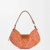 Borsa Loewe Swing media in rafia e pelle di vitello