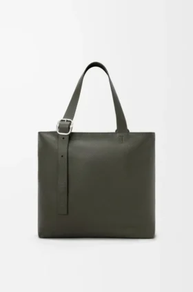 Borsa Loop Zipped Tote in morbida pelle di vitello martellata