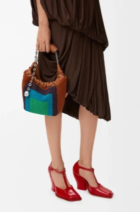 Borsa mini Squeeze in pelle con perline