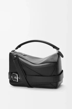 Borsa Puzzle Biker grande in pelle di vitello lucida