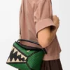 Borsa Puzzle Edge piccola in rafia e pelle di vitello