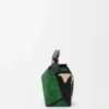 Borsa Puzzle Edge piccola in rafia e pelle di vitello