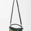 Borsa Puzzle Edge piccola in rafia e pelle di vitello