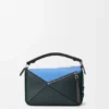 Borsa Puzzle piccola “Futurist Cat” in maglia ricamata e pelle di vitello classica