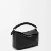 Borsa Puzzle piccola in pelle di vitello liscia e pelle di agnello nappa
