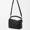 Borsa Puzzle piccola in pelle di vitello liscia e pelle di agnello nappa