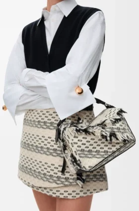 Borsa Puzzle piccola in tessuto intrecciato
