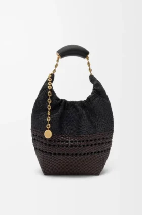 Borsa Squeeze piccola in pelle di vitello nappa intrecciata