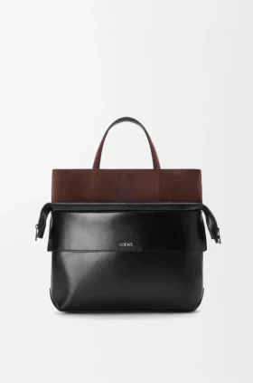 Borsa Switch tote piccola in pelle di vitello effetto carta e pelle scamosciata