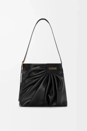 Borsa tote drappeggiata in morbida pelle di agnello nappa