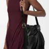 Borsa tote drappeggiata in morbida pelle di agnello nappa