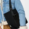 Borsa tote Flex con cerniera in tela e pelle scamosciata