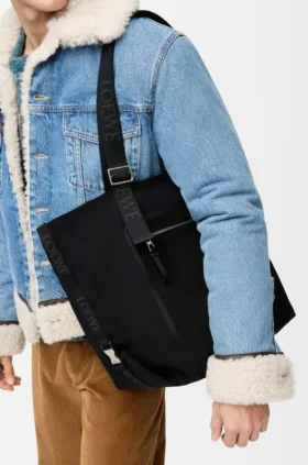 Borsa tote Flex con cerniera in tela e pelle scamosciata