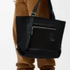 Borsa tote Flex con cerniera in tela e pelle scamosciata
