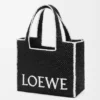 Borsa tote grande Loewe Font Tote in rafia