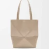 Borsa tote Puzzle Fold media in pelle di vitello lucida
