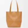 Borsa tote Puzzle Fold media in pelle di vitello lucida