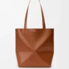 Borsa tote Puzzle Fold media in pelle di vitello lucida