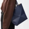 Borsa tote Puzzle Fold media in pelle di vitello lucida