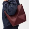Borsa tote Puzzle Fold media in pelle di vitello lucida