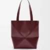 Borsa tote Puzzle Fold media in pelle di vitello lucida