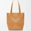 Borsa tote Puzzle Fold media in pelle di vitello lucida