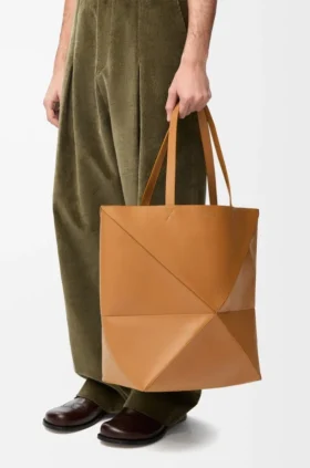 Borsa tote Puzzle Fold XL in pelle di vitello lucida