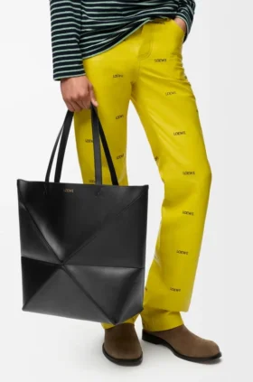 Borsa tote Puzzle Fold XL in pelle di vitello lucida