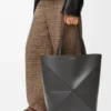 Borsa tote Puzzle Fold XL in pelle di vitello lucida